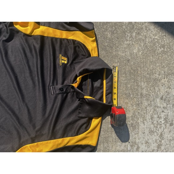 Russel Black And Yellow Striped Polo Shirt Size Large - Picture 7 of 7